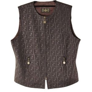 Fendi Dark Brown Logo Vest